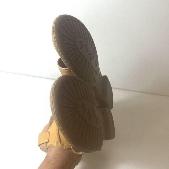 Timberland Mustard Tan Leather/Canvas Wrap Sandals Womens 8 Open Toe Ankle Strap - Picture 6 of 11